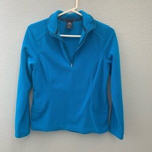 XS-Lands End 1/3 bright blue 1/3 fleece pullover